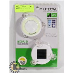 NEW LITEOWL SOLAR LED 2PC NIGHT LIGHT SET