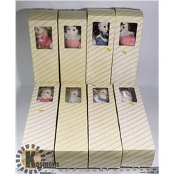 LOT OF 8 ASSORTED PORCELAIN DOLLS.