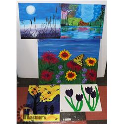 SET OF 5 NATURE PAINTINGS