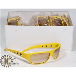 BOX OF YELLOW DESIGNER SUNGLASSES UV400 PROTECTION