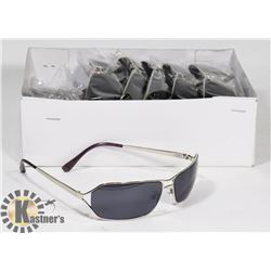 BOX OF AVIATOR STYLE SILVER FRAMED SUNGLASSES
