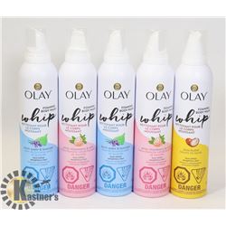 5 ASSORTED CANS OF OLAY FOAMING BODY WASH