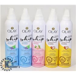 5 ASSORTED CANS OF OLAY FOAMING BODY WASH
