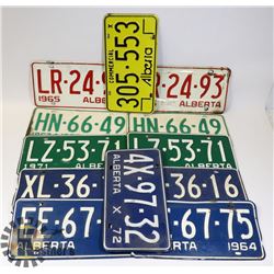 FLAT W/ 12 ASSORTED VINTAGE ALBERTA LICENSE PLATES