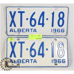 SET OF 2 MATCHING 1966 ALBERTA LICENSE PLATES