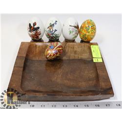 DECORATIVE EGG COLLECTION WITH STANDS & WOOD