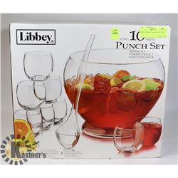 NEW TEN PIECE GLASS PUNCH SET