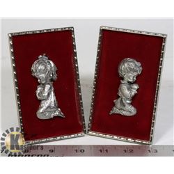 LOT OF 2 VINTAGE ITALY A.L. CARVED 88% PURE PEWTER