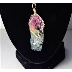 24)  GOLD TONE WIRE WRAPPED RAINBOW