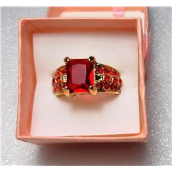 4)  EMERALD CUT RED RUBY COLORED CZ