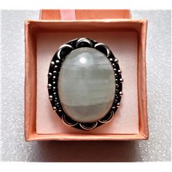 3)  OVAL SHAPED MOONSTONE RING SET