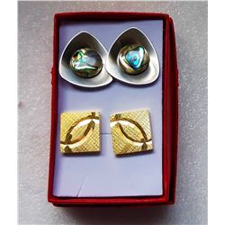 27)  LOT OF 2 VINTAGE CUFFLINKS, BRUSHED