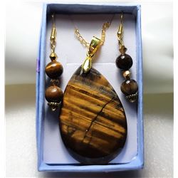 17)  SET OF NATURAL TIGER'S EYE TEAR