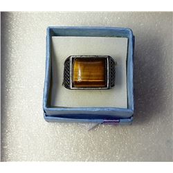 10)  SILVER TONE AND GOLDEN CAT'S EYE