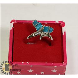 STERLING OPAL DOLPHIN FIN RING