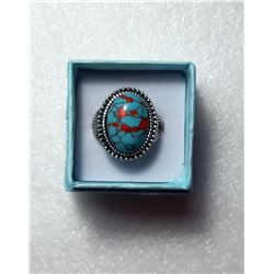 9)  SILVER TONE AND OVAL TURQUOISE/