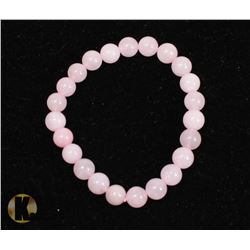 #78-PINK ROSE QUARTZ BEAD BRACELET 8mm/7.5"