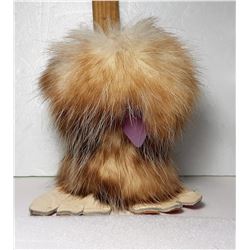 9)  VINTAGE NATURAL MINK DOG ORNAMENT