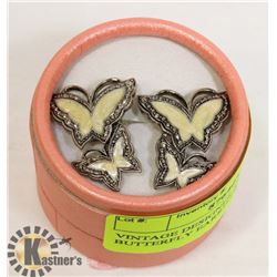 VINTAGE DESIGNER STAMPED BUTTERFLY EARRINGS.