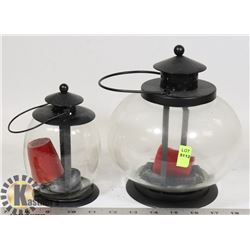 PAIR OF LANTERN STYLE CANDLE HOLDERS