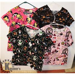 LOT OF 4 NURSE'S SCRUB TOPS:  TWEETY