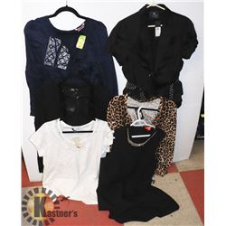 LOT OF 5 NEW LADIES TOPS, ONE DRESS