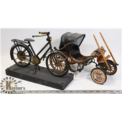 LOT OF 2 DECORATIVE PIECES:  BIKE IS