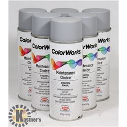 6 CANS OF GREY INTERIOR/EXTERIOR ENAMEL SPRAY