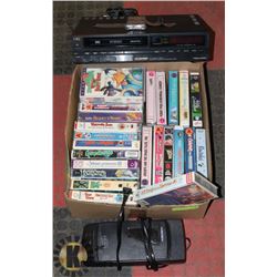 27 KIDS VHS MOVIES WITH VHS VCR AND REMOTE