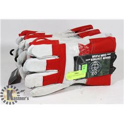 6 PAIRS OF GRAIN LEATHER WORK GLOVES