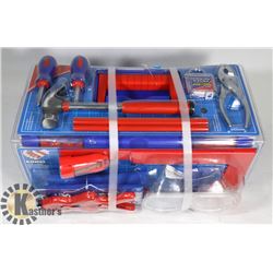 NEW 16 PC JUNIOR TOOLBOX, REAL METAL TOOLS