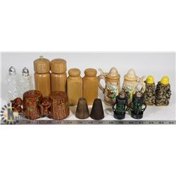 FLAT OF VINTAGE SALT AND PEPPER SHAKERS