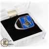 Image 1 : SILVER TONE MASONIC RING, WITH BLUE FACE, SIZE 12