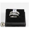Image 1 : STERLING SILVER WEDDING SET WITH CZ, SIZE 7.5