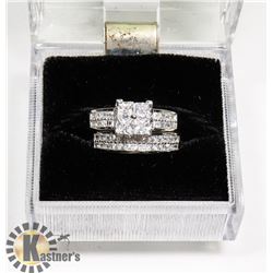 STERLING SILVER WEDDING SET WITH CZ, SIZE 7
