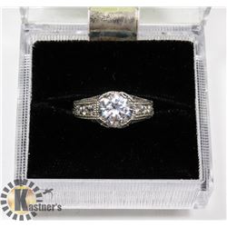 STERLING SILVER ENGAGEMENT RING WITH CZ, SIZE 5