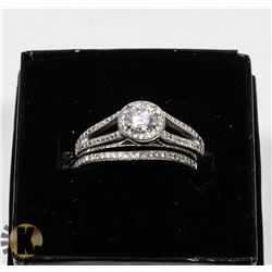 STERLING SILVER WEDDING SET WITH CZ, SIZE 10