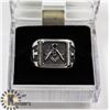 Image 1 : SILVER TONE MASONIC RING, SQUARE FACE, SIZE 9