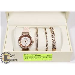 NEW ANNE KLEIN CERAMIC WATCH & BRACELET SET