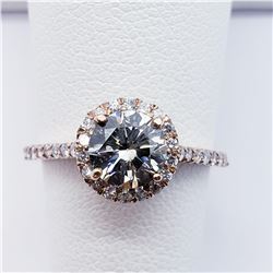1) 14K ROSE GOLD HALO DIAMOND RING,