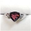 Image 1 : 26) 10K WHITE GOLD GARNET & DIAMOND RING,