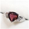 Image 2 : 26) 10K WHITE GOLD GARNET & DIAMOND RING,