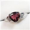 Image 3 : 26) 10K WHITE GOLD GARNET & DIAMOND RING,