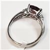 Image 5 : 26) 10K WHITE GOLD GARNET & DIAMOND RING,