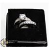 Image 1 : STERLING SILVER CZ LADIES WEDDING RING SET SIZE 7.