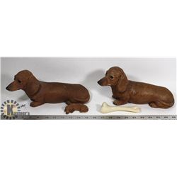 4PC WEINER DOG SANDICAST ORNAMENT SET