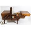 Image 1 : ACCORDION STYLE SEWING BOX WITH CONTENTS