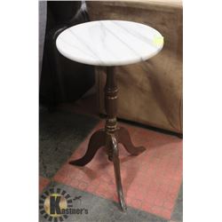 VINTAGE WOOD AND GRANITE TOP END TABLE