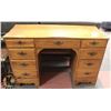 Image 1 : MAPLE DESK WITH 9 DRAWERS 48.5" X 20" X 31"