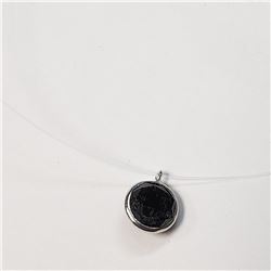 11) 14K WHITE GOLD BLACK DIAMOND NECKLACE,
